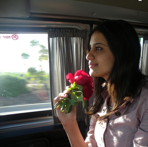 As I got inside the bus after picking two flowers planted in Jerusalem's soil
